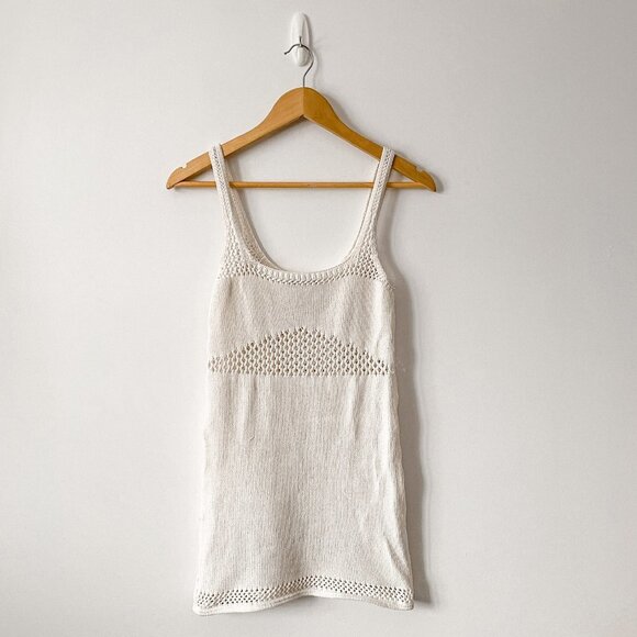 Zara Crochet Knit Mini Dress Ecru White  Size Small - Picture 2 of 7